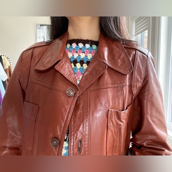 Vintage caramel leather jacket - Picture 11 of 17